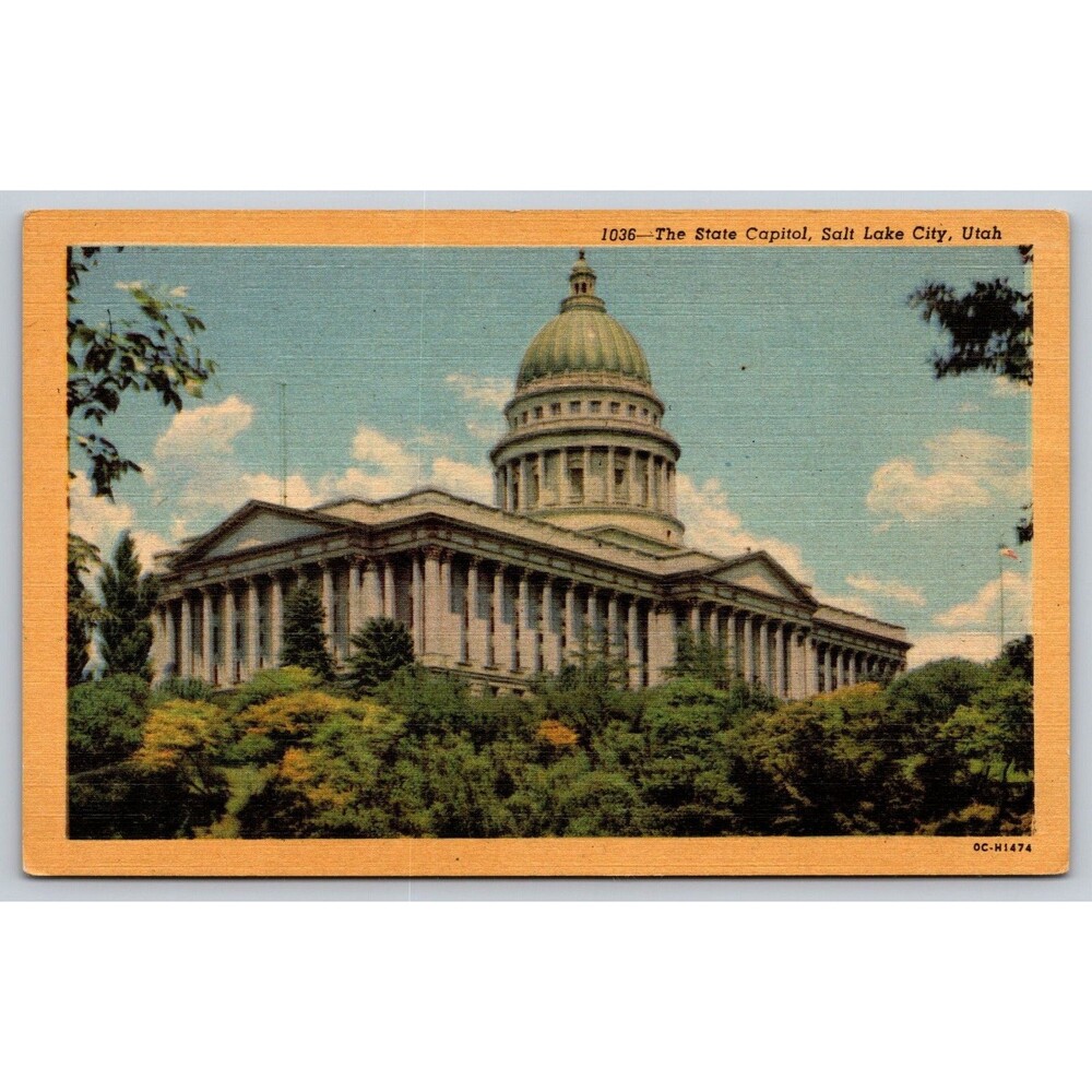 1950 State Capitol Salt Lake City Utah UT Vintage Curt Teich Linen Postcard